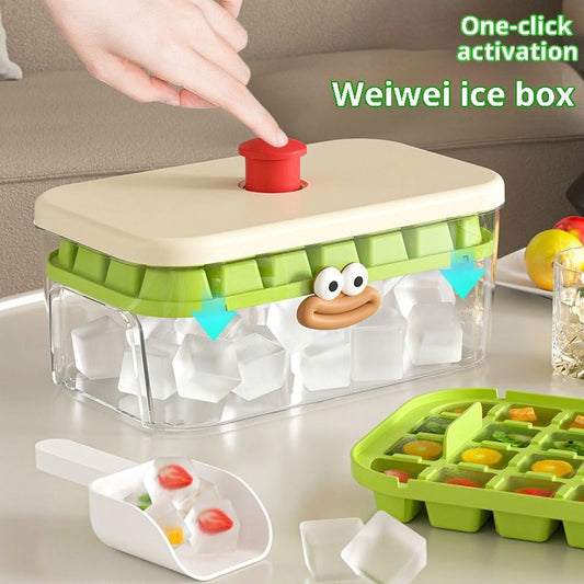 Household Food-Grade Double-Layer Press-Style Large-Capacity Ice Cube Tray With Lid
