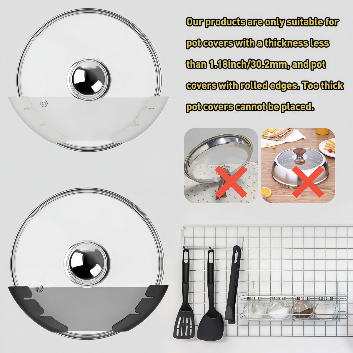 Kitchen Spatula And Lid Mat Kitchen Storage Rack Plastic Lid Holder