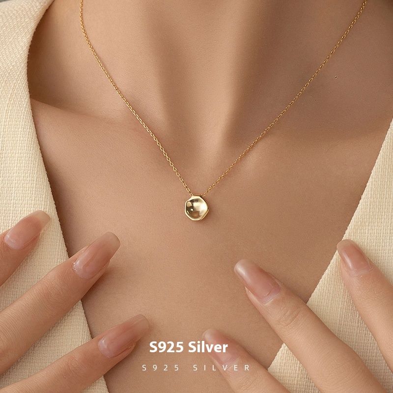 Sterling Silver Irregular Concave Necklace Simple High Sense Niche Accessories Temperament Wild