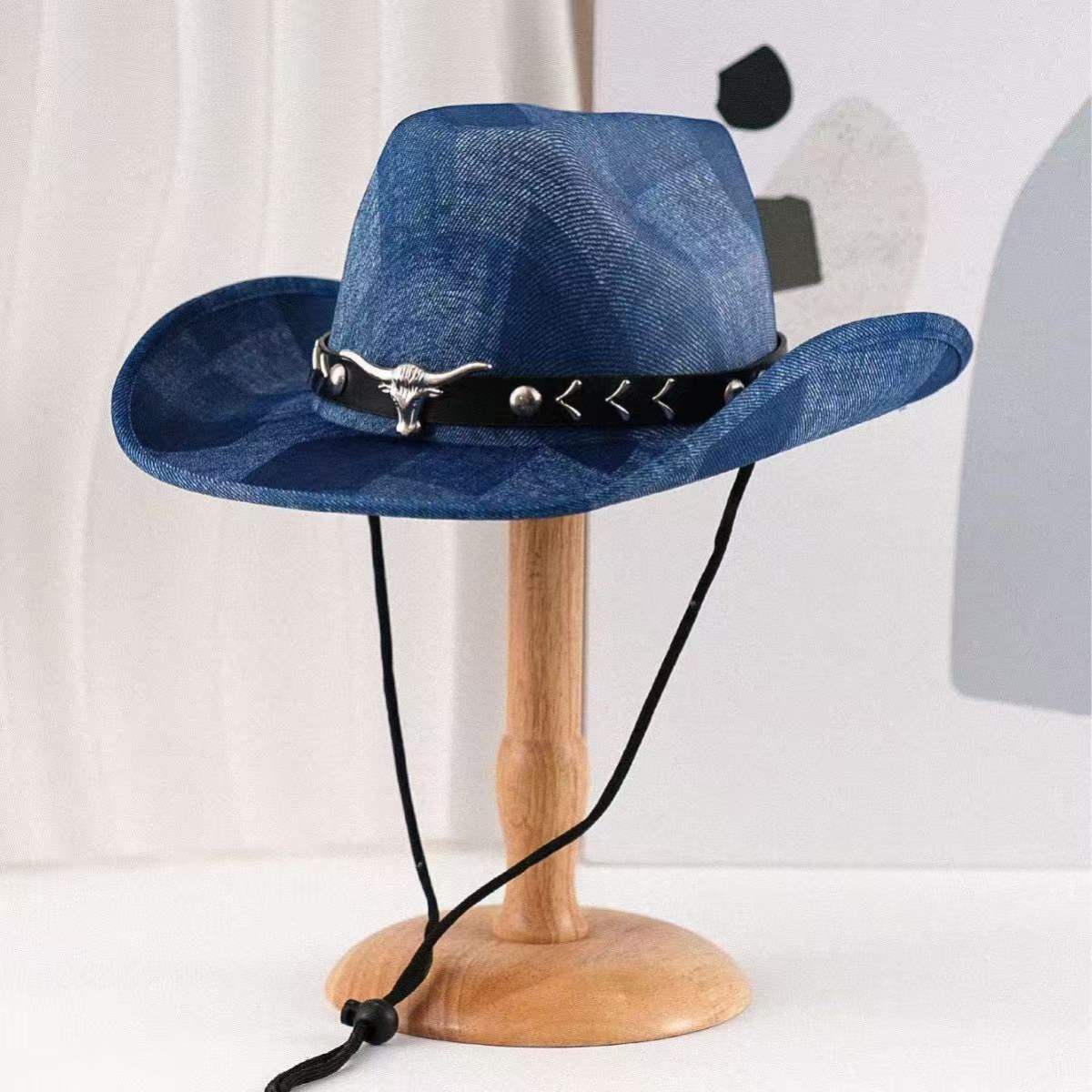 Mens And Womens Western Cowboy Outdoor Travel Flat-brim Hat