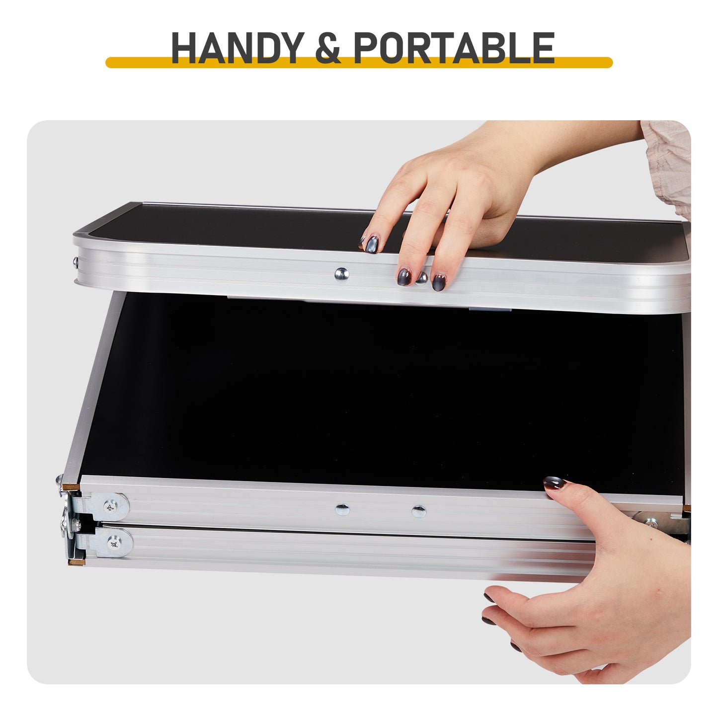 3ft Adjustable Height Foldable Camping Table With Storage Mesh, Lightweight Portable Outdoor Picnic BBQ Side Desk