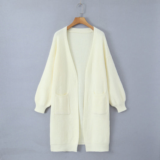 Korean-style Long Sweater Coat For Women