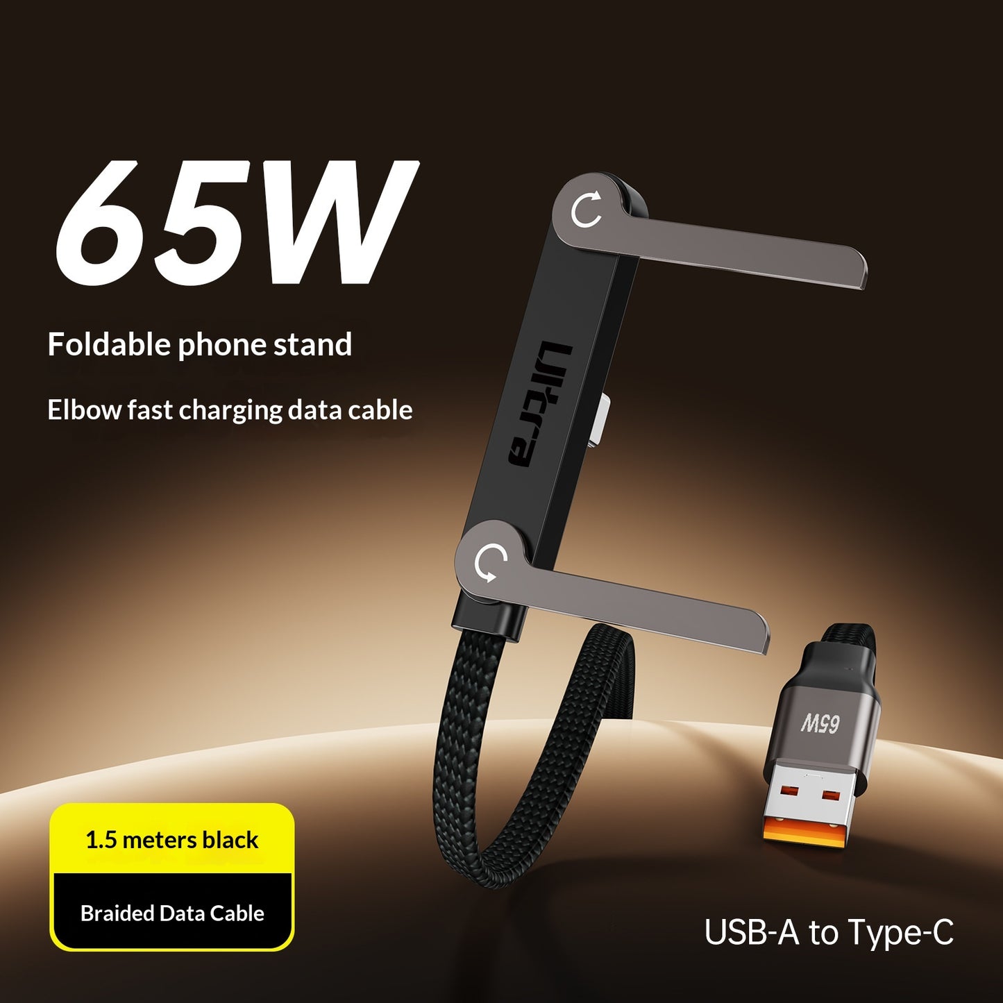 240W Foldable Stand Elbow Braided Charging Cable