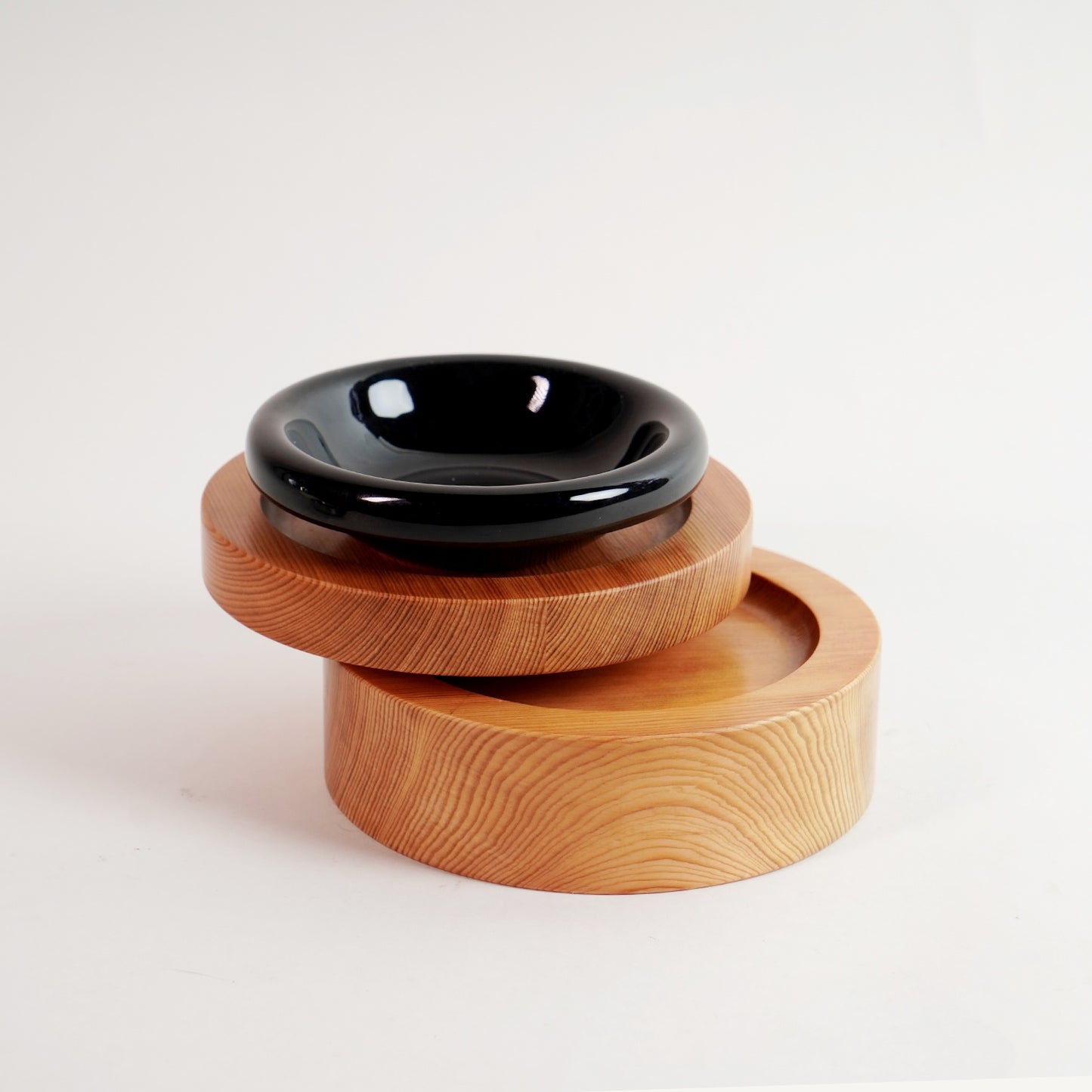 Portable Home Solid Wood Double Pet Bowl