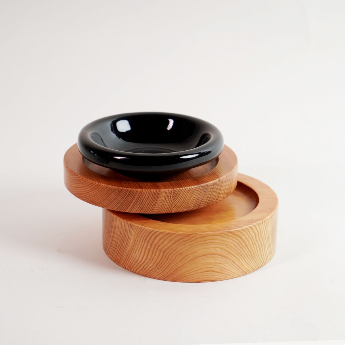 Portable Home Solid Wood Double Pet Bowl