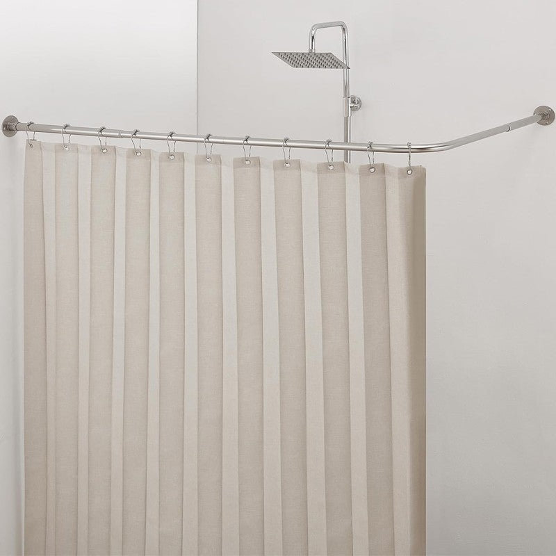 L Shape Shower Rail Rods Curtain Rod Wall Mounted Curved Bath Pole For Bathroom