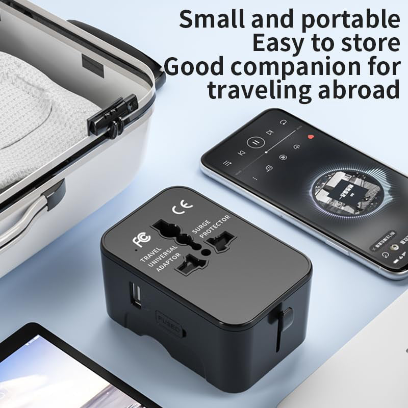 Travel Adapter Worldwide All In One International Power Adapter Universal Adapter Plug With 2.1A Dual USB Charging Ports For Asia Europe UK AUS And USA