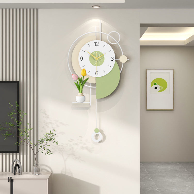 Modern Pastel Wall Clock Minimalist Pendulum Tulip Decorative Home Accent