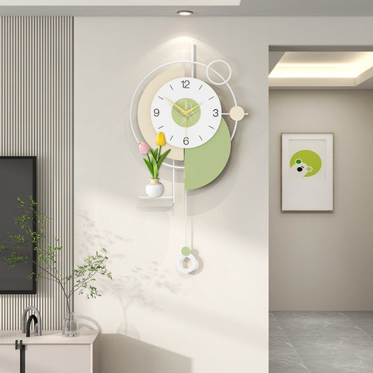 Modern Pastel Wall Clock Minimalist Pendulum Tulip Decorative Home Accent