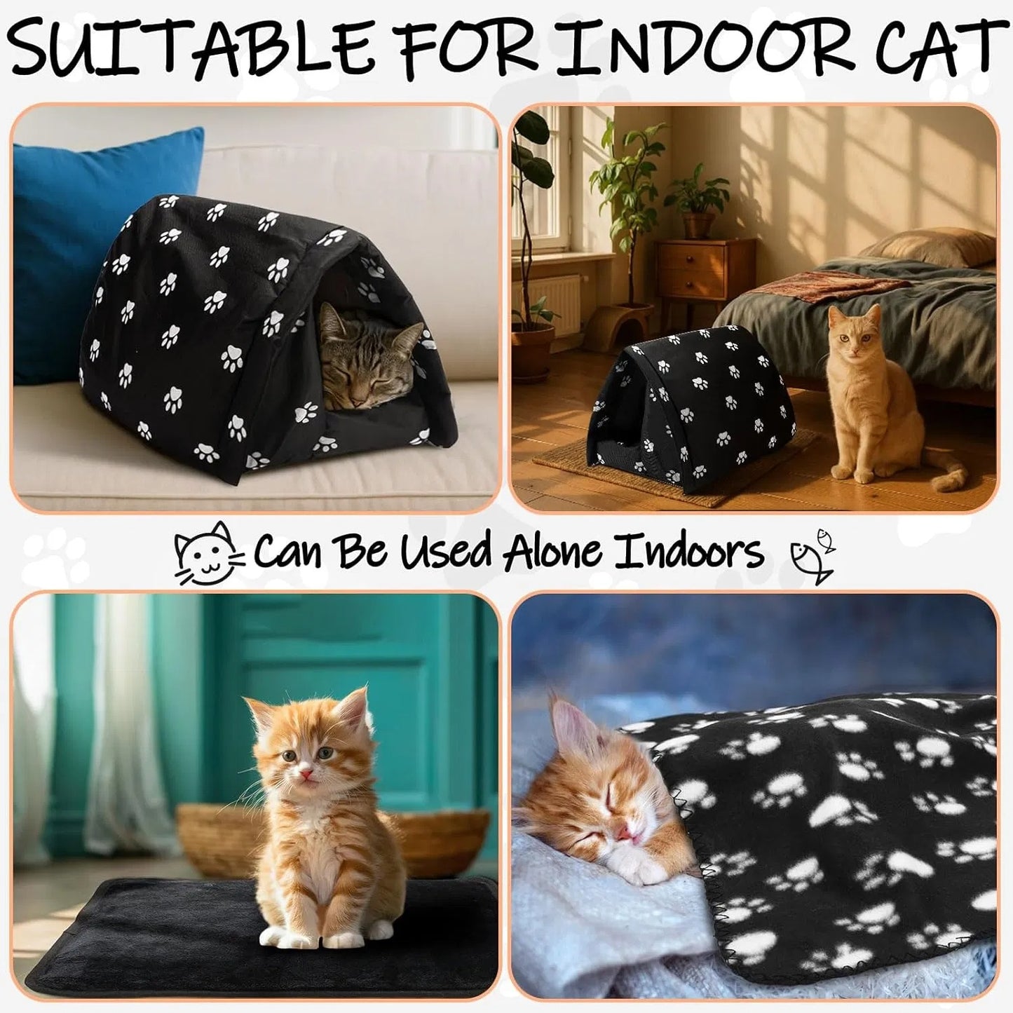 Winter Outdoor Cat House With Self Warming Pad Blanket 17 In X 12 In Weatherproof Foldable Feral Cat Shelter Waterproof Outside Warm Bed Cave Tent For Dogs Puppy Wild Animal Indoor Home