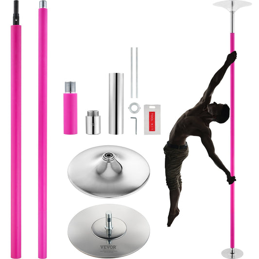 Professional Dancing Pole, Spinning Static Dancing Pole Kit, Portable Removable Pole, 40mm Heavy-Duty Stainless Steel Pole, Height Adjustable Fitness Pole, For Exercise Home Club Gym, Pink