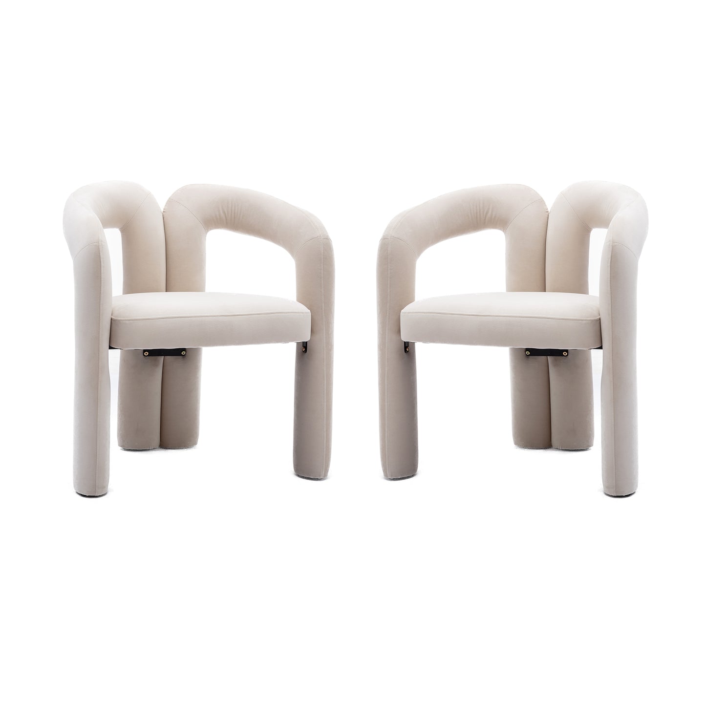 Contemporary Designed Velvet Fabric Upholstered Accent Dining Chair  Barrel Side Chairs Kitchen Armchair For Living Room Set Of 2  Beige Velvet