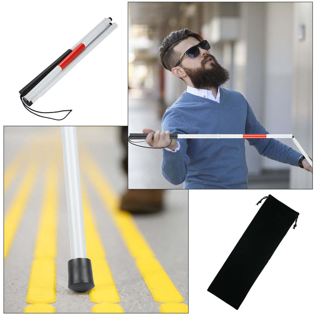 Folding Hiking Poles, Walking Stick, Collapsible Walking Stick With Storage Pouch (38 Cm), Lightweight Trekking Pole For Walks And Travel, Practical Everyday Accessories - Hand Tools