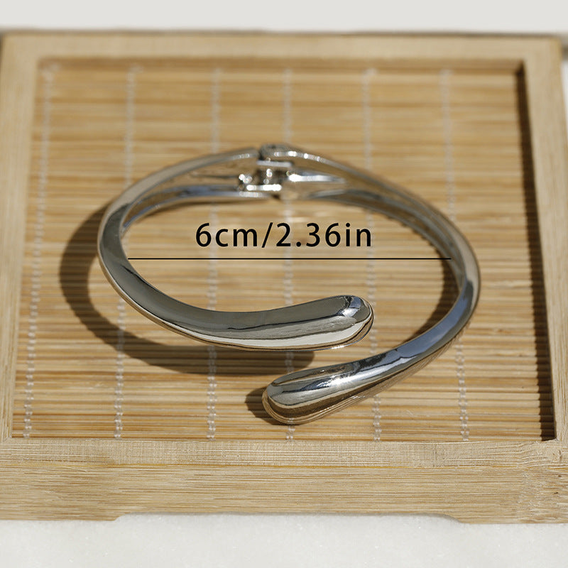 European And American Popular Fashion Versatile Gold Polished Bracelet Simple Irregular Women's Spring Open Bangle Jewelry