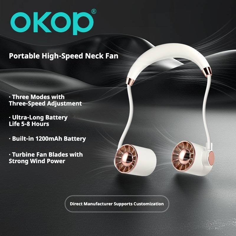 KP-F08 Best-Selling Portable Neck Fan Hands Free Quiet Long Battery Life Powerful Airflow In Stock Now