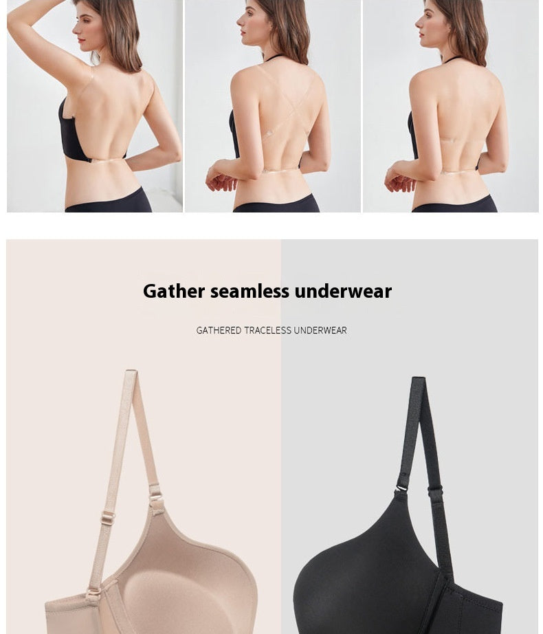 Women's Underwear Small Chest Gathered Without Trace Halter Tops Beauty Back Breast Holding Anti-sagging