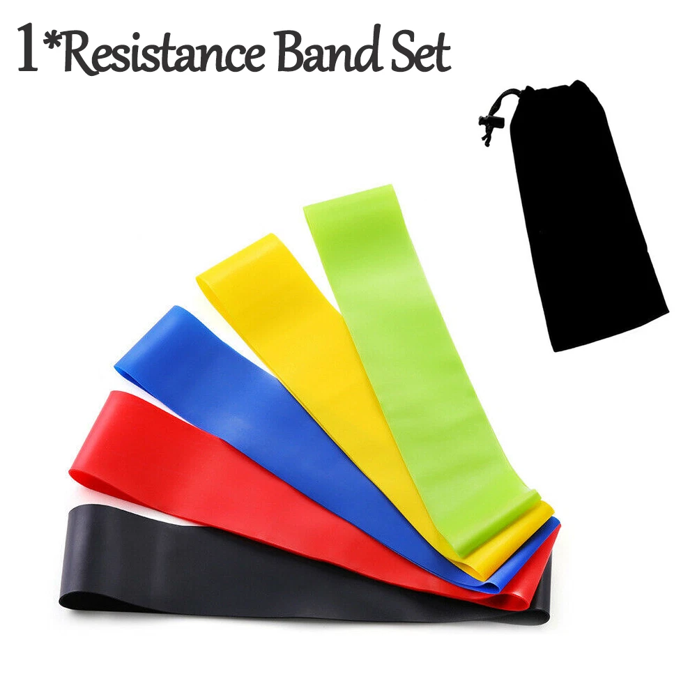 Resistance Bands Loop Set Of 5 Exercise Strength Workout Fitness Yoga Booty Band Training