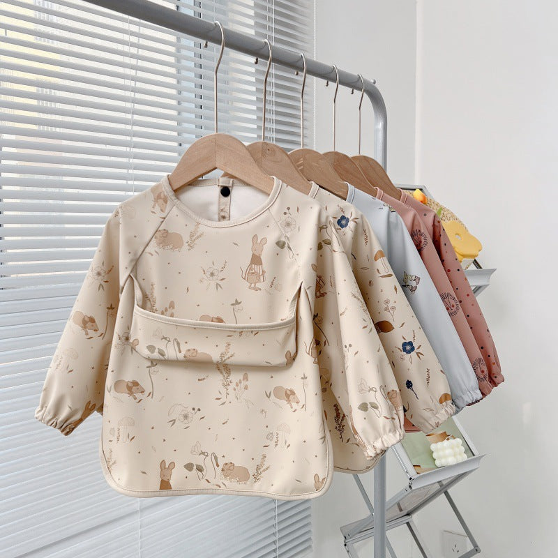 Reverse Wearing Drawing Bib Infant Feeding Protective Clothing