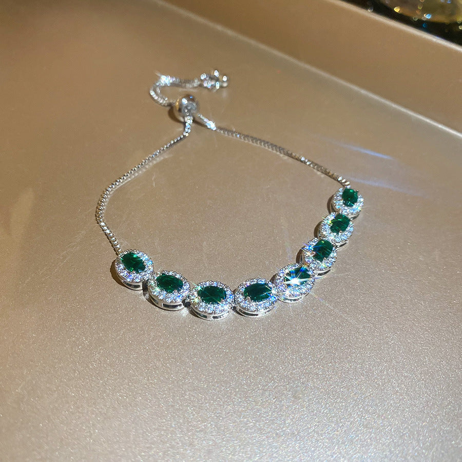 Korean Ins Rhombus Zircon Bracelet For Women  Ethereal Bangle Wedding Party Jewelry