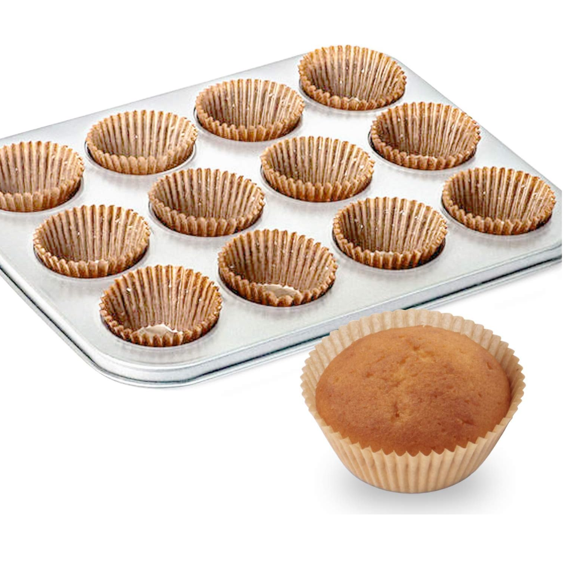 Standard Natural Cupcake Liners 500 Count, No Smell, Grease-Proof Paper Muffin Liners, Food-grade Baking Cups For Cupcakes, Muffins, Nuts