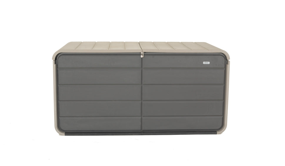 200 Gallon Plastic Deck Box, Large Patio Storage Box With Lock, Wheels & Waterproof Lid For Outdoor Cushions, Garden And Pool Supplies  Gray