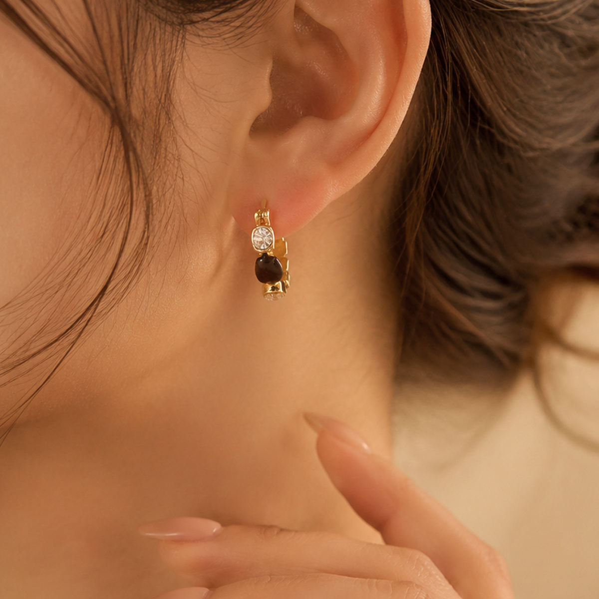 Cross-border European American Maillard Brown Hoop Earrings For Women, New Arrival Premium Unique Vintage Hoop Clasp Ear Jewelry
