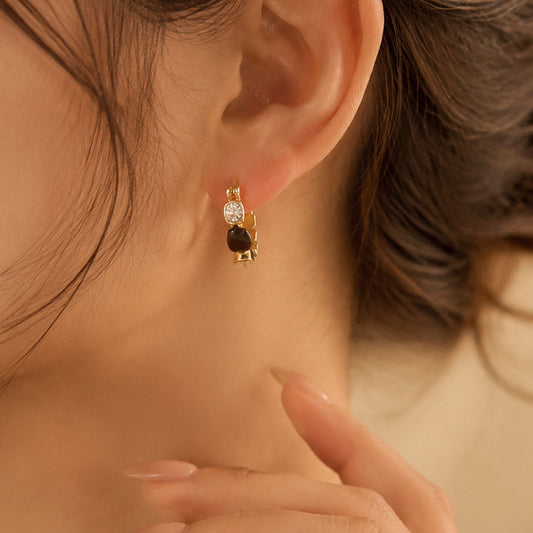 Cross-border European American Maillard Brown Hoop Earrings For Women, New Arrival Premium Unique Vintage Hoop Clasp Ear Jewelry
