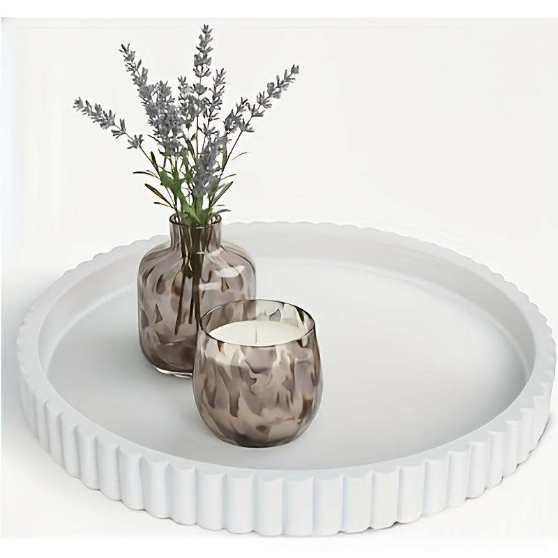 Decorative Coffee Table White Round Storage Tray