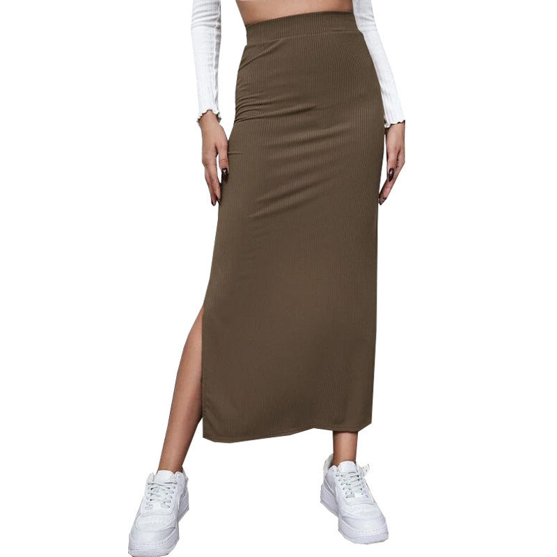 Solid-color Womens Skirt High-waisted Body-huggi Spring Style