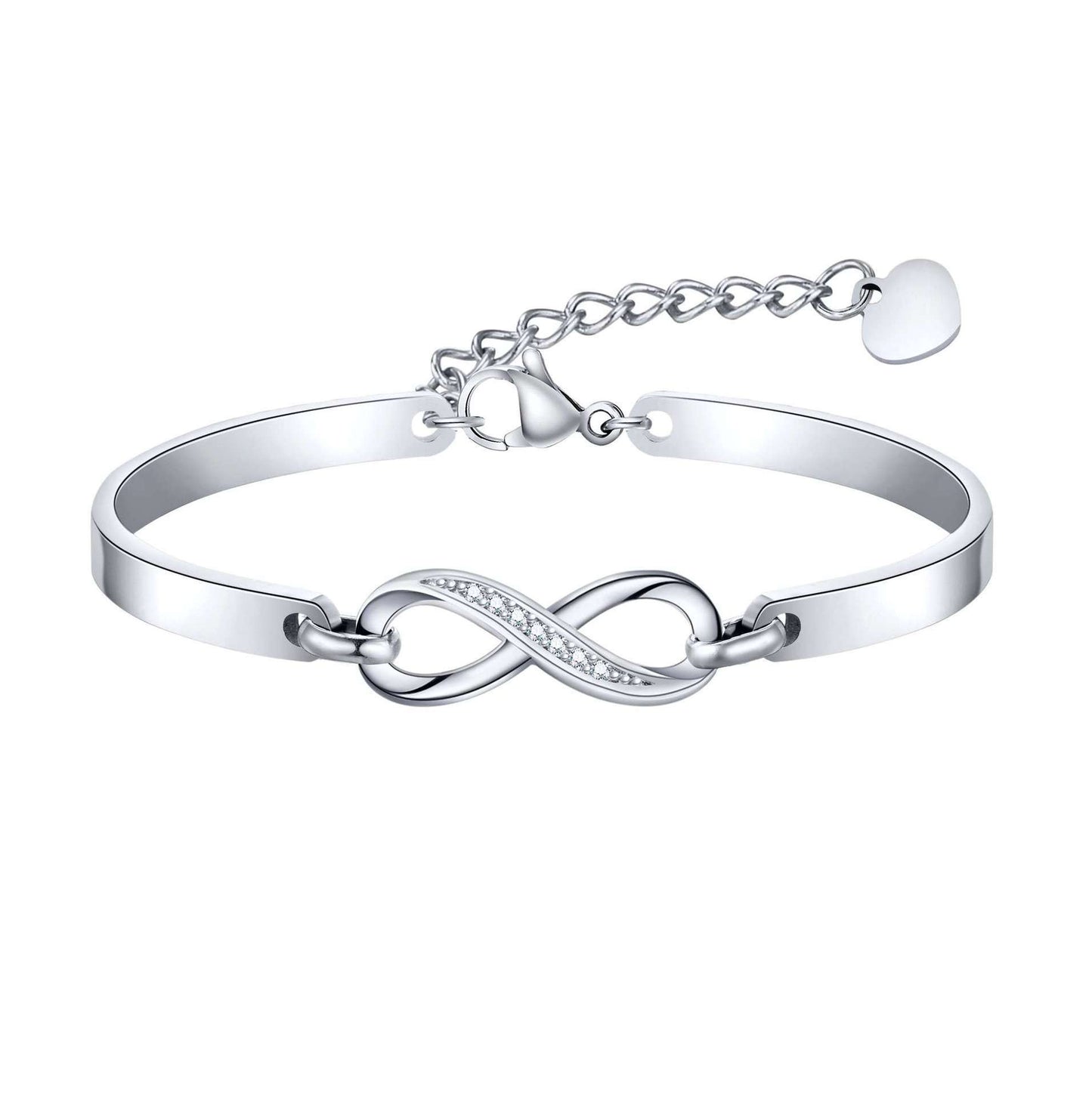 Copper Zircon Heart-Shape 8 Infinity Symbol Fashionable Trendy Korean-Style Sweet Yet Cool Bracelet