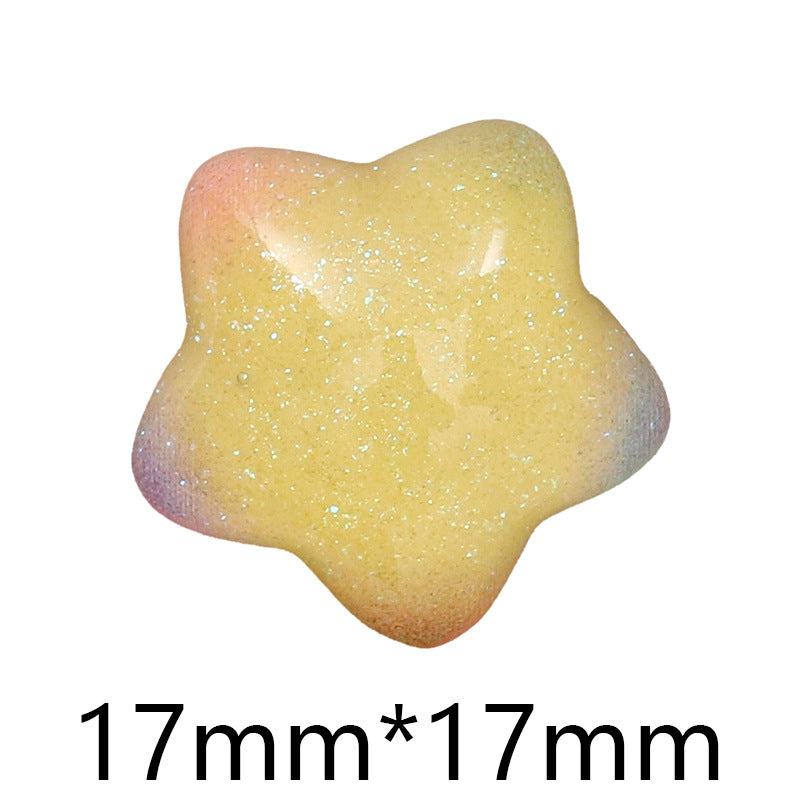 Transparent Glitter Star Moon Rainbow Flower Resin Ornament Accessories