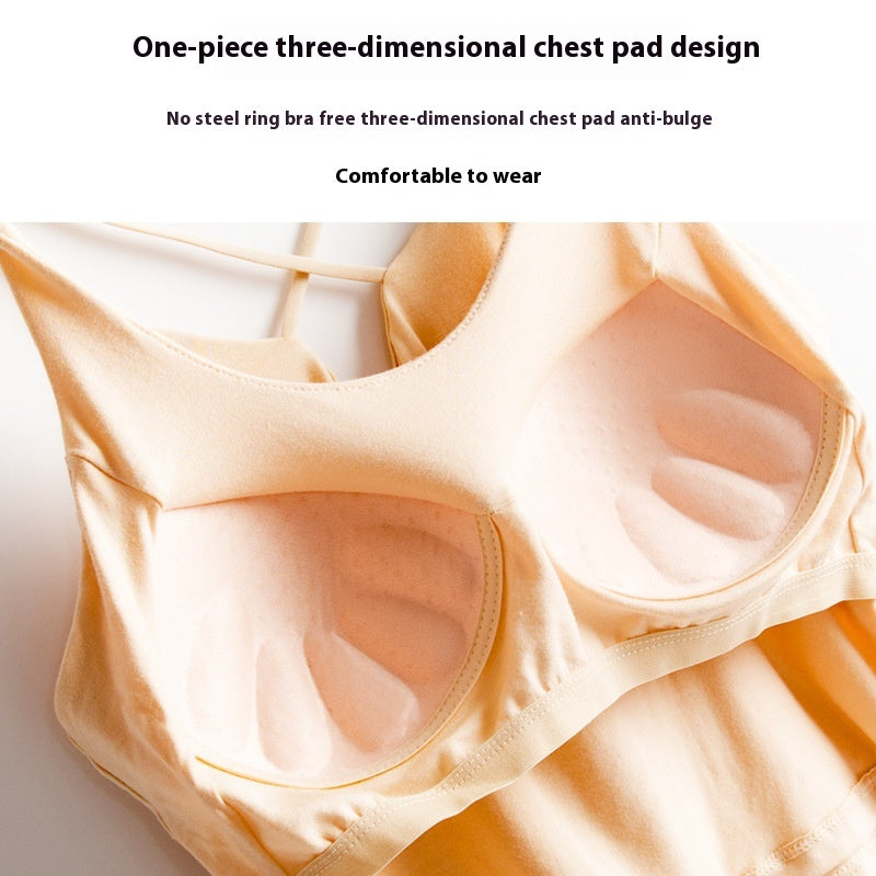 Navel-exposed Sexy One-piece Sling Vest Cover With Chest Pad Beauty Back Outer Wear