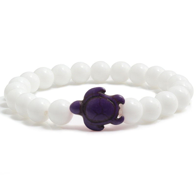 White Porcelain Stone Turtle Bracelet Loose Beads Elastic String Yoga Bracelet Pearl Hand Strap Elastic In Stock