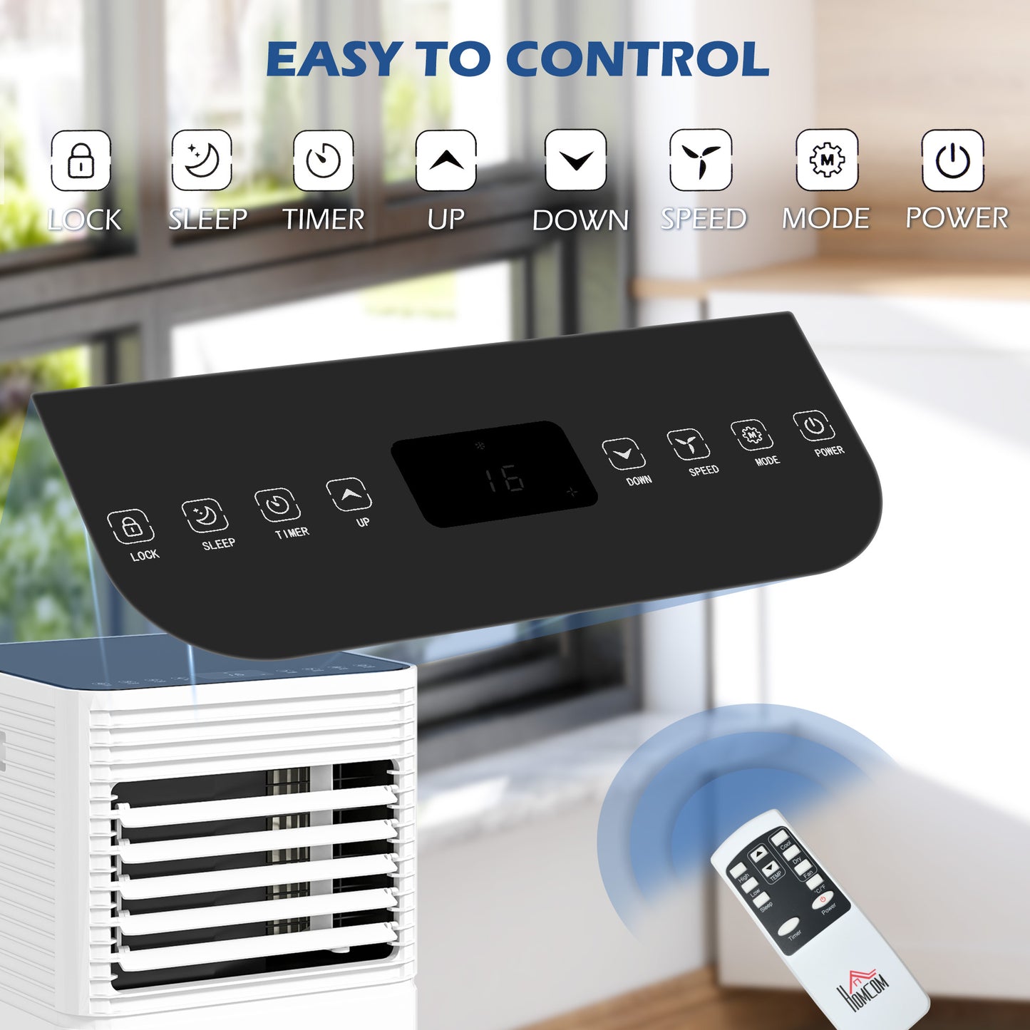 10000 BTU Mobile Air Conditioner for Cooling and Dehumidifying, Remote Control, 24H Timer, LED Display, White