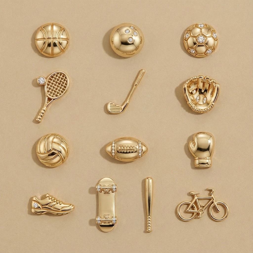 Box With Colorful Zircon Baseball Accessories