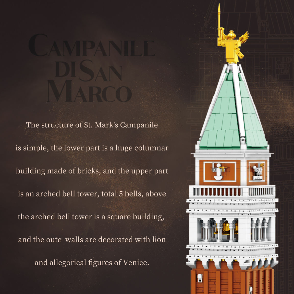 Italy San Marco Bell Tower World Famous Building Model High Difficulty Assembling Cross-border Toys