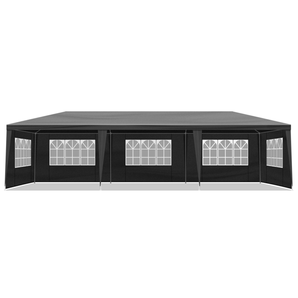 10'x30' Outdoor Party Tent With 8 Removable Sidewalls, Waterproof Canopy Patio Wedding Gazebo Black