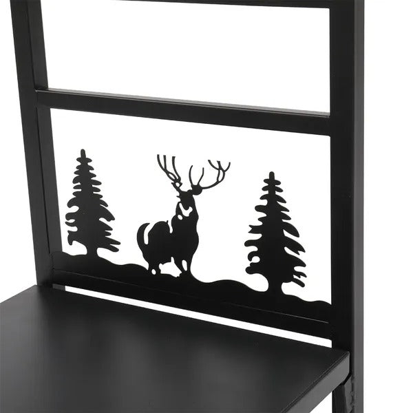 Wrought Iron Log Rack, Firewood Storage Holder, Heavy Duty Log Bin, Fireside Log Carrier For Fireplace Stove Accessories Christmas Pattern