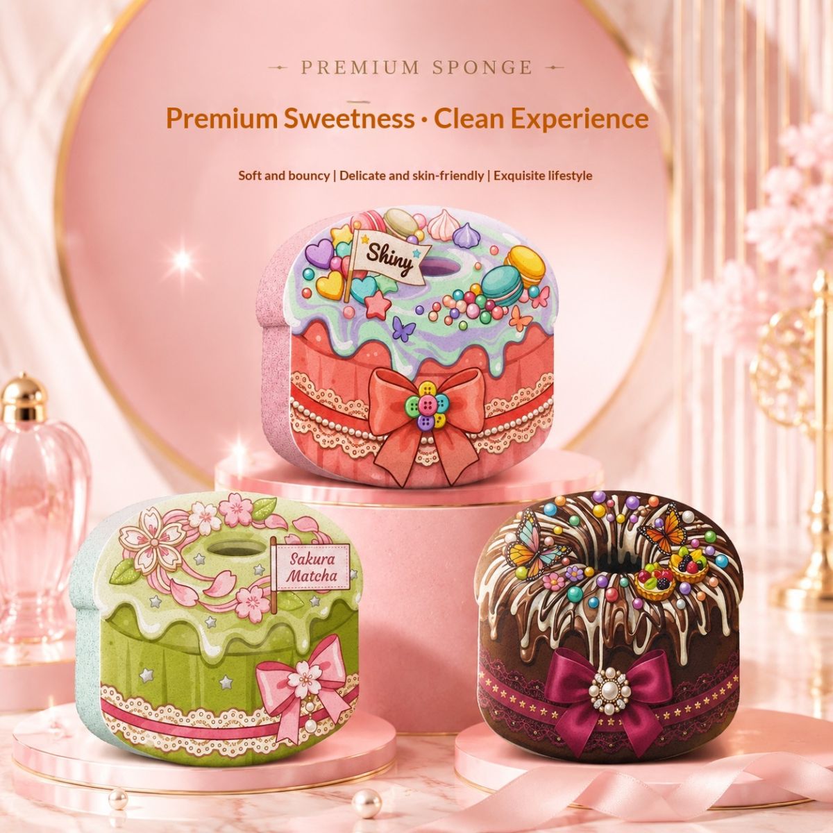 Donut-Shaped Sponge Scrubber Creative Gift Box
