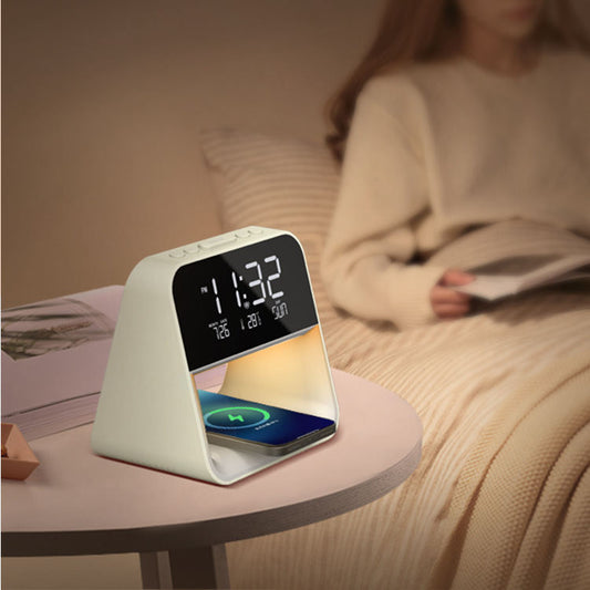 Multifunctional Bedside Lamp Wireless Mobile Phone Charger Alarm Clock