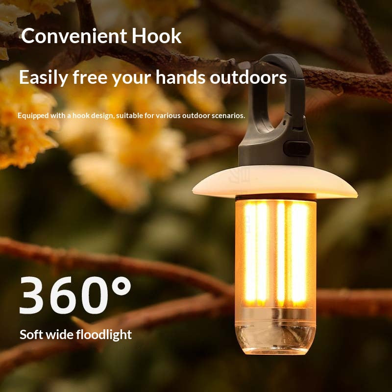 Dual-Source Camping Light With Outdoor Multi-Function Hanging Hook
