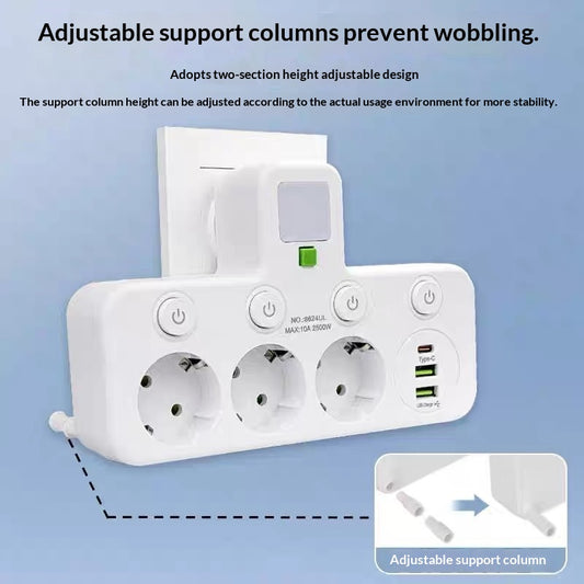 A Power Strip Extension Cord That Meets German Standards Is EU-certified And Features USB Fast Charging And A Built-in Switch