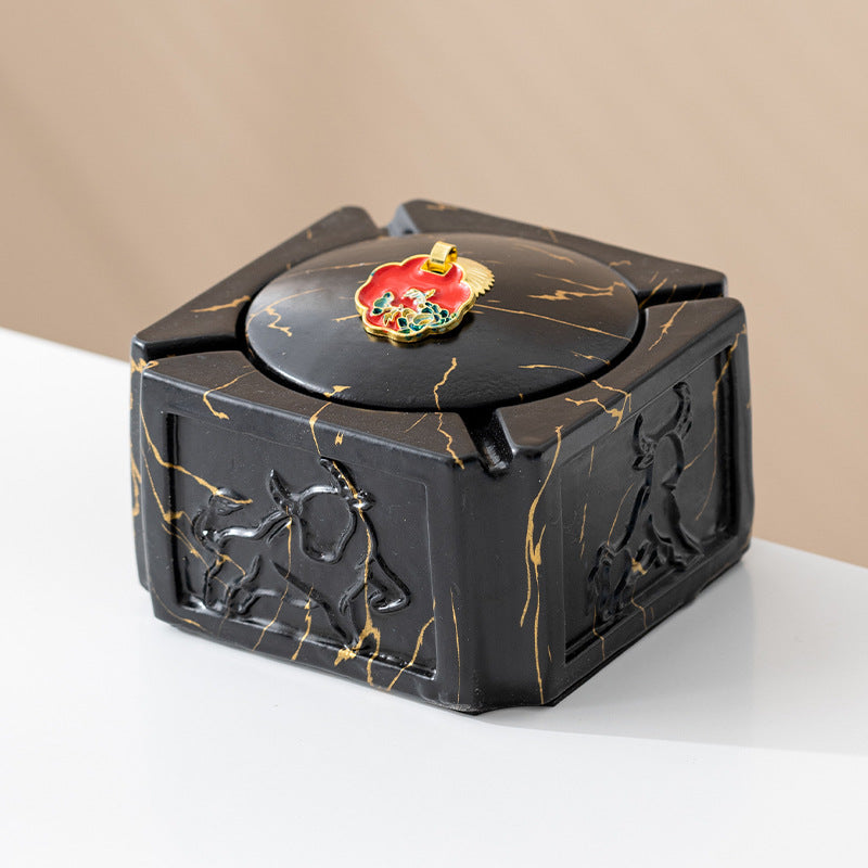 Ceramic Ashtray With Lid Home And Office Decoration