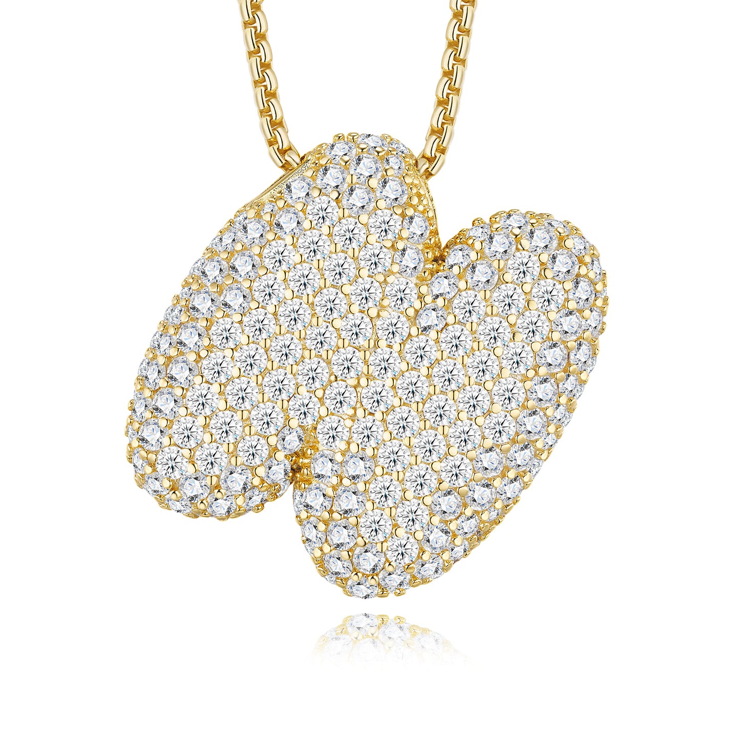 14.36g S925 Gold Plated Bubble Letter Initial Necklace For Women  D Color VVS1 Moissanite Pendant With GRA Certificate, Heavy Solid Personalized Jewelry Gift Box Set A-Z
