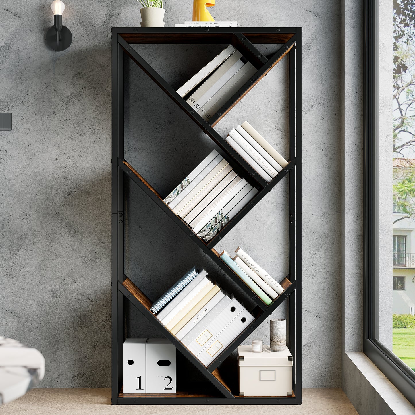 80x35x160cm Tree Shelf Stand Shelf 8 Tiers, Corner Shelf Space Saving, Storage Shelf For Bedroom, Living Room, Home Office, Stable, Anti-Tilt, Bookcase, Shelf