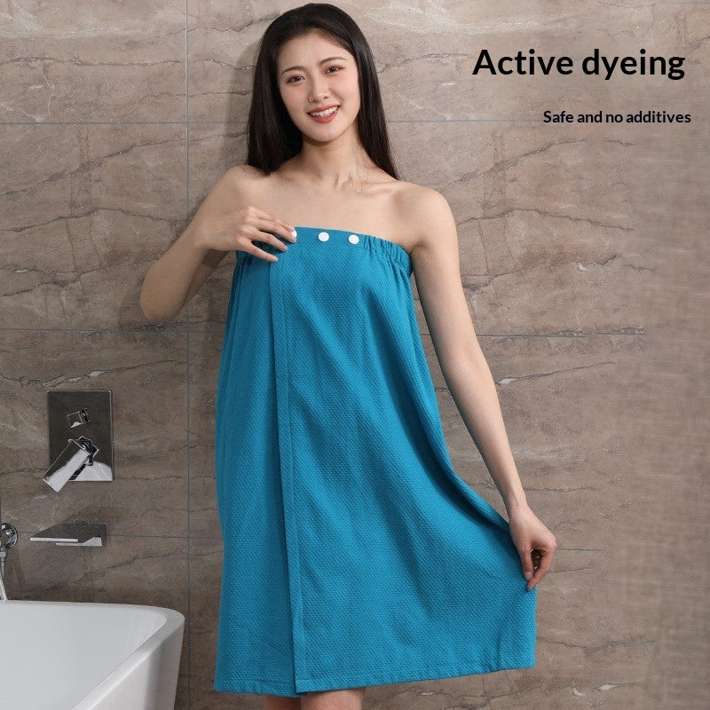 Cotton Wearable Tube-top Bath Towel With Hidden Snaps