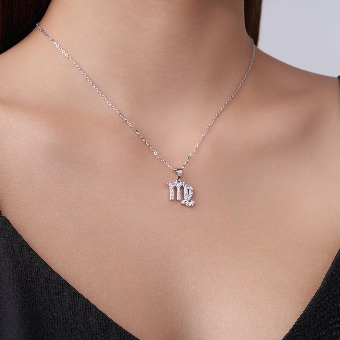 S925 Sterling Silver Virgo Necklace For Women  D Color VVS1 Moissanite Zodiac Pendant, 3.6g Platinum Plated Astrology Jewelry With GRA Certificate, Perfect Birthday & Anniversary Gift Box Set For Her