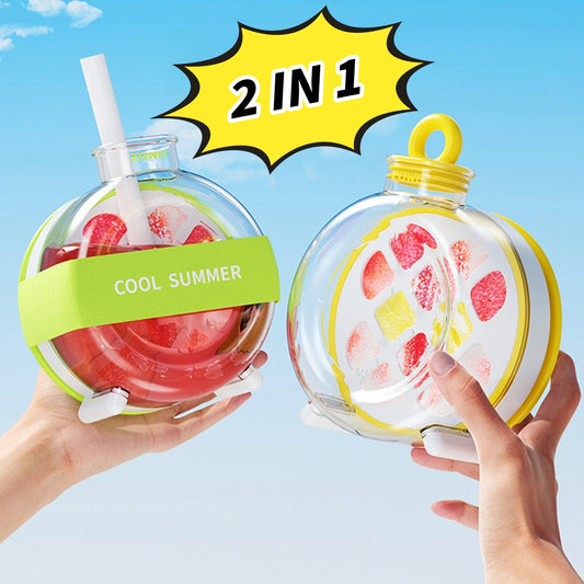 Summer Ice Cube Tray 2 In1 Ice Tray And Water Bottle For Ice Maker Silicone Ice Cube Portable Kettle Reusable Icecup Kitchen Gadgets