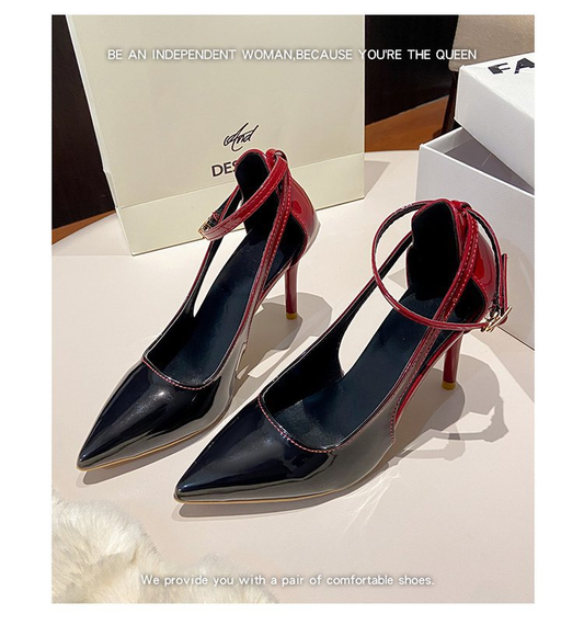 Sexy Side Cutout Ankle Strap Stiletto Heels For Party & Office