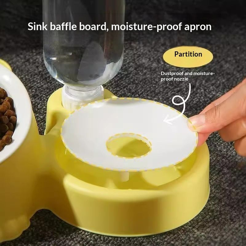 Pet Double Bowl Anti-Tip Cute Stainless Steel Food Bowl